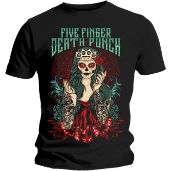 Image of Five Finger Death Punch - Lady Muerta Unisex XX-Large T-Shirt - Black