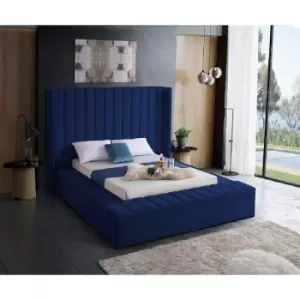 Image of Kensington Upholstered Beds - Plush Velvet, Small Double Size Frame, Blue - Blue