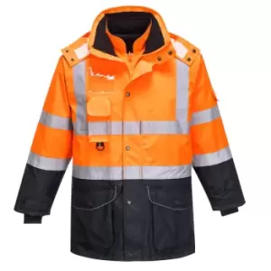 Image of Oxford Weave 300D Class 3 Hi Vis 7-in-1 Contrast Traffic Jacket Orange / Navy XL