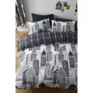 Image of Catherine Lansfield City Life Reversible Duvet Set