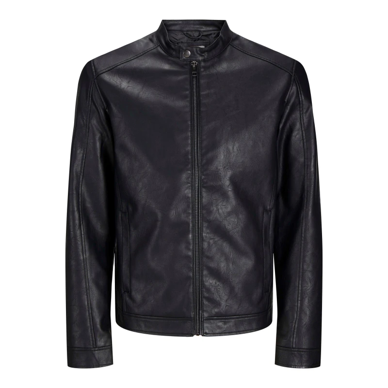 Image of Jack and Jones Dylan PU Jacket Plus Size Mens Black male 2XL