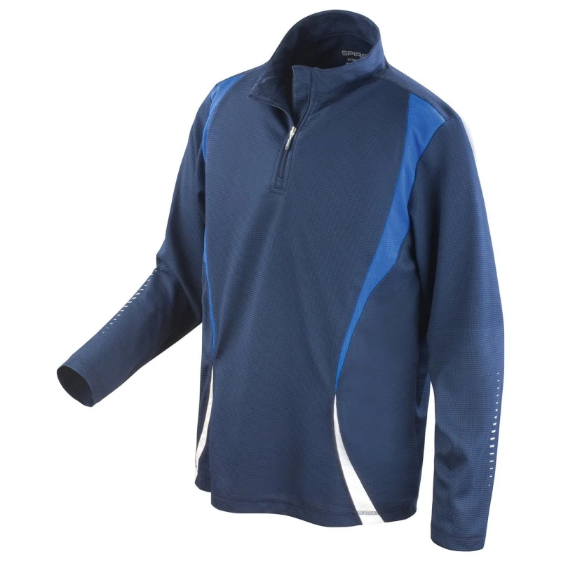 Image of Spiro Mens Trial Zip Neck Training Top in Dark Blue Size: XS Dark Blue Male XS