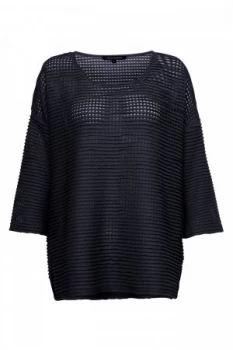 Image of French Connection Vosporos Ladder Jersey Top Utility Blue