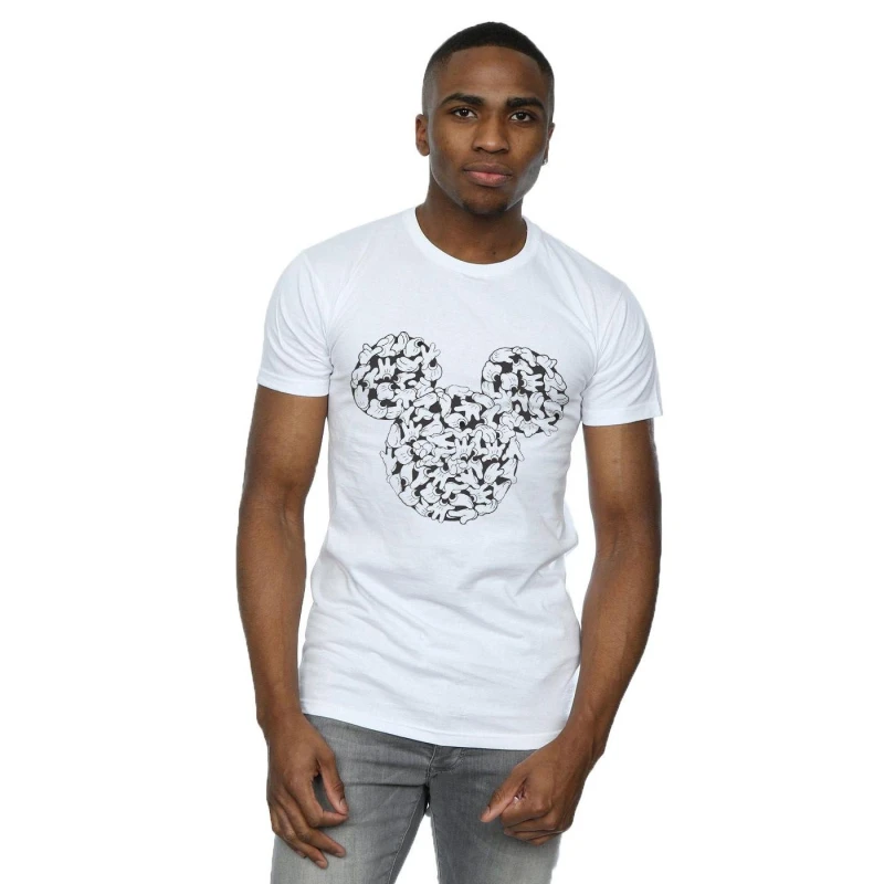 Image of Disney Men Mickey Mouse Head Of Hands T-Shirt in White Size: Small White S Male 5059308455505