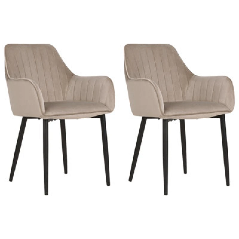 Image of Beliani Set Of 2 Dining Chairs Wellston Velvet Taupe