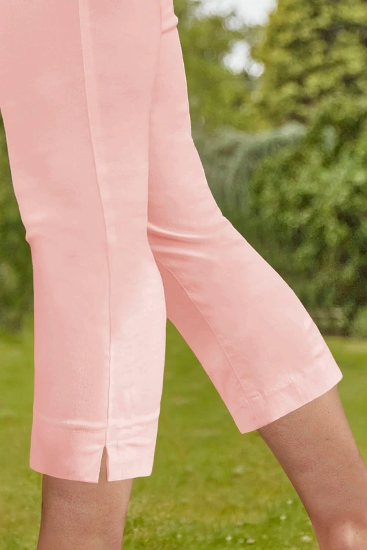 Image of Roman Womens Cropped Stretch Trouser Capri Summer Leggings 3/4 Pedal Pushers in Light Pink Size: 18 Light Pink Female 18