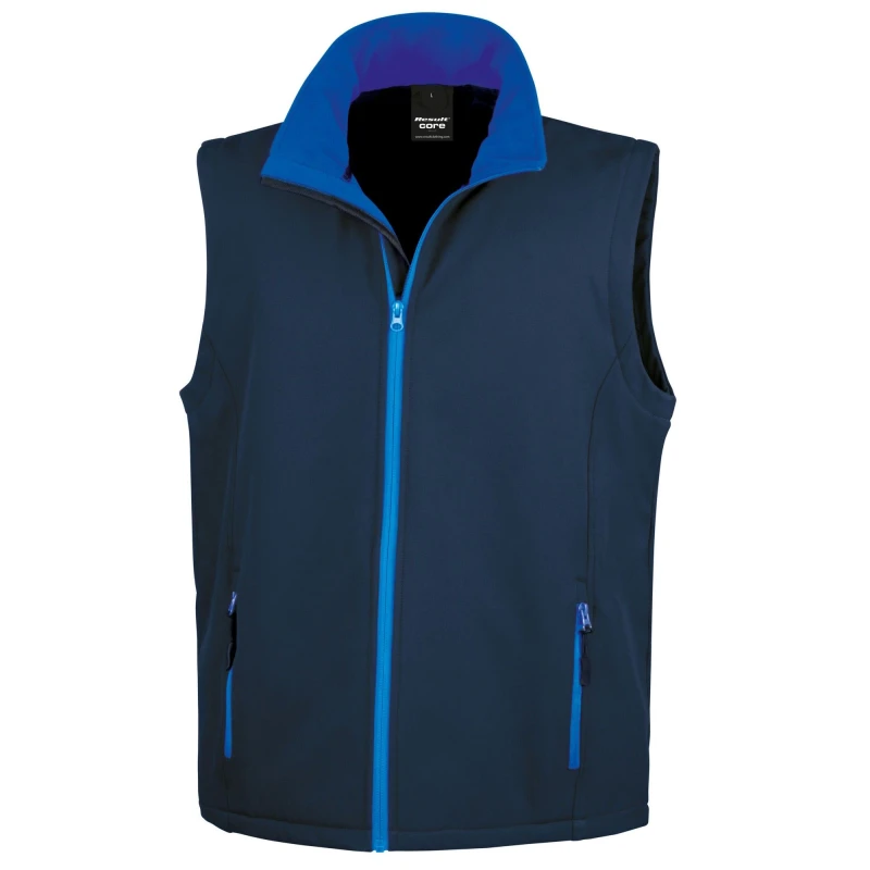 Image of Result Result Men Printable Softshell Body Warmer in Dark Navy Size: Small Dark Navy S Male 5063425301492