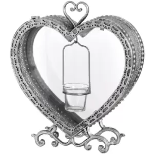 Image of Free Standing Heart Tealight Lantern in Antique Silver