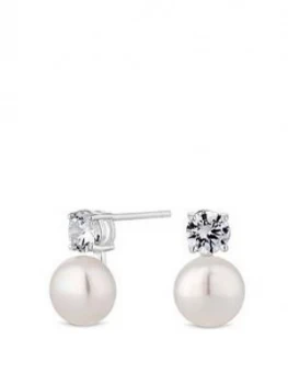 Image of Simply Silver Sterling Silver Pearl And Cubic Zirconia Stud Earrings