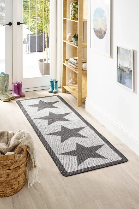 Image of My Mat Stain Resistant Star Charcoal Size: 67cm x 200cm Charcoal Unisex 67cm x 200 cm