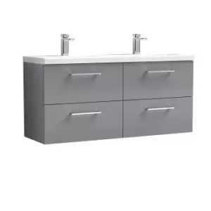 Image of Nuie Arno 1200mm Wall Hung 4 Drawer Vanity & Double Ceramic Basin Cloud Grey