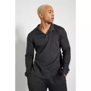 Image of I Saw It First Rib Half Button Polo Shirt - Grey