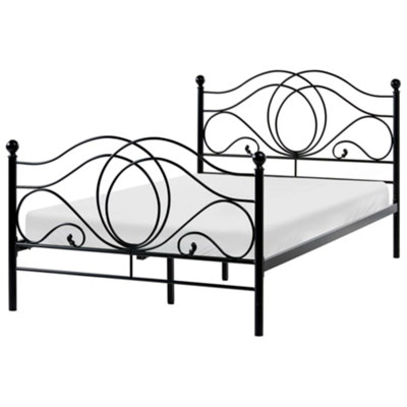 Image of Beliani Bed Metal Lyra 120 X 200 Cm (Eu Small Double) Black