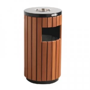 Image of Slingsby Outdoor Litter Bin Wood Effect 33 Litre 316874