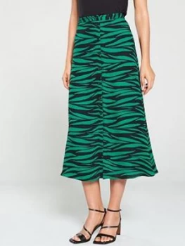 Image of Whistles Tiger Print Button Through Skirt - Green Multi
