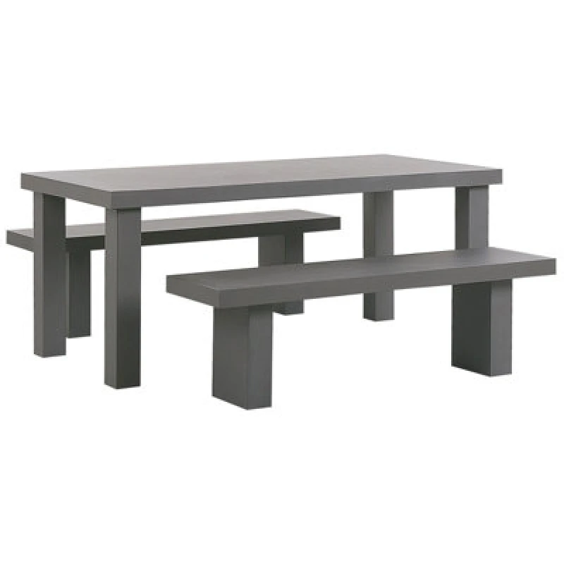 Image of Beliani Garden Dining Set With Benches 4 Seater Taranto Concrete Grey