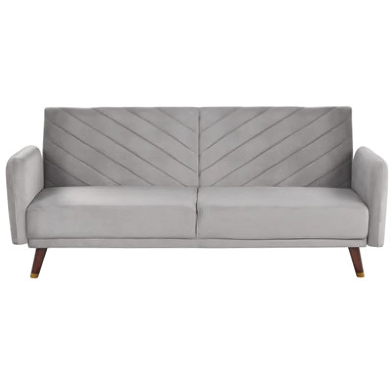 Image of Beliani Sofa Bed 3 Seater Senja Velvet Light Grey