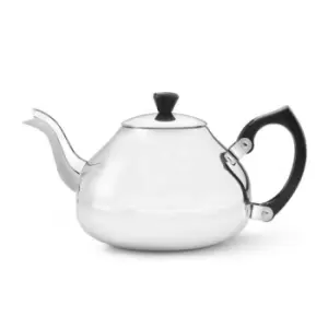 Image of Bredemeijer Teapot Single Wall Ceylon Design 1.2L In Polished Steel Finish With Black Fittings