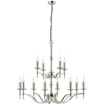 Image of Interiors - 12 Light Chandelier Polished Nickel Plate Finish, E14