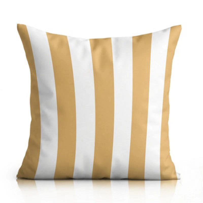 Image of Luxury Living Wide Striped Large Outdoor Water-Repellant Cushion Yellow