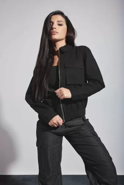 Image of Petite Bomber Collared Jacket