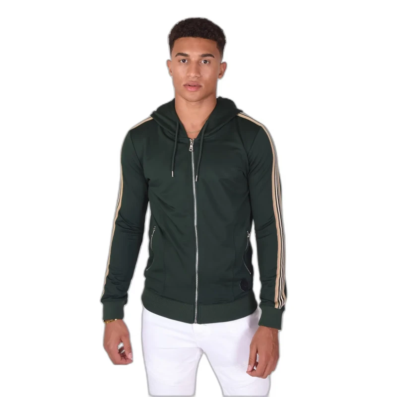 Image of Project X Paris Hooded sweatshirt with zipper and equestrian stripes Project X Paris Vert Male L