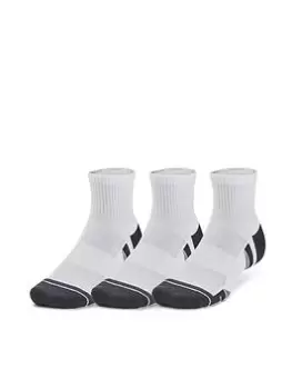 Image of Under Armour Mens Training Performance Tech 3pk Quarter Socks, White, Size L, Men