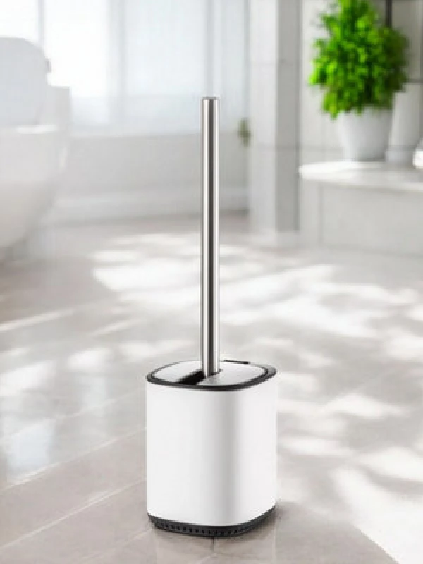 Image of Showerdrape Echo Collection White Toilet Brush & Holder, White ECHBHW