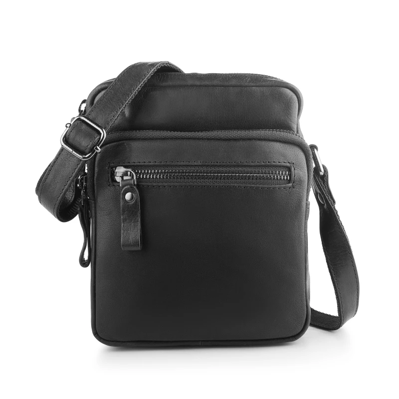 Image of PRIMEHIDE 'GL10' Leather Double Zip Flight Bag Black
