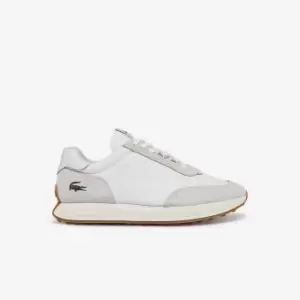 Image of Lacoste Womens L-Spin Textile Gold Accent Trainers Size 5 UK White