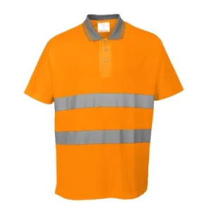 Image of Portwest Mens Class 2 Hi Vis Cotton Comfort Polo Shirt Orange S