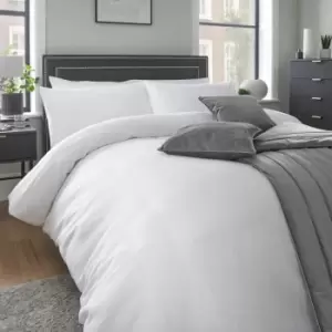 Image of Charbury Geometric 100% Cotton 200 Thread Count Duvet Cover Set, White, Double - Appletree Boutique