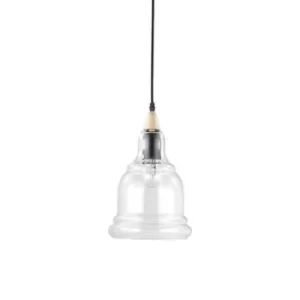 Image of Gretel 1 Light Ceiling Pendant Black, Clear Glass, E27
