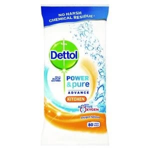 Image of Dettol Power&Pure Advance Kitchen Wipes 80 Sheets Pack of 4
