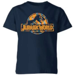 Image of Jurassic Park Logo Tropical Kids T-Shirt - Navy - 3-4 Years - Navy