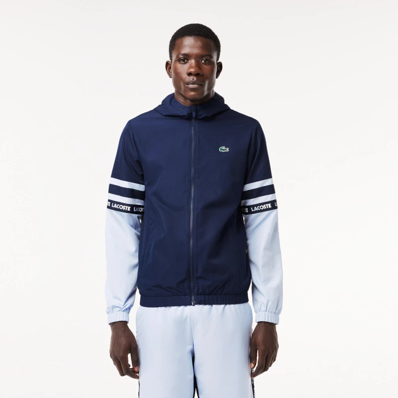 Image of Lacoste Stripe Track Jacket - Blue Blue XS