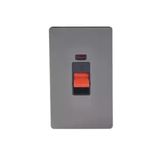 Image of Schneider Electric Ultimate Screwless Flat Plate - Double Control Switch with Neon Indicator, Double Pole, 50AX, High Current, GU4421BBN, Black Nickel