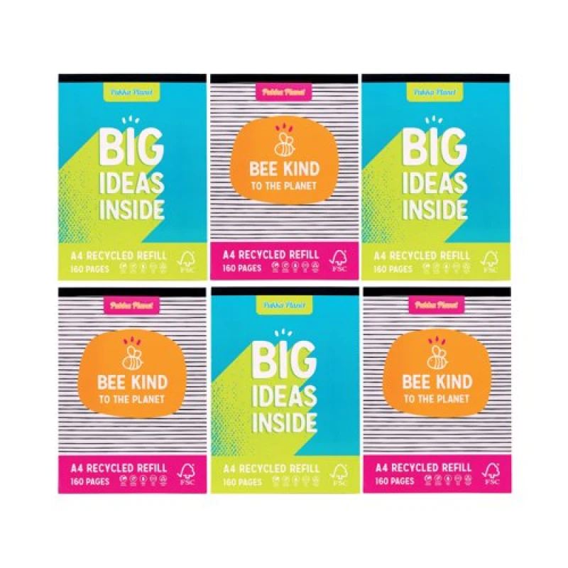 Image of Pukka Pad Pukka Planet Ruled Margin Refill Pad 160 Pages A4 (6 Pack) 9899-SPP