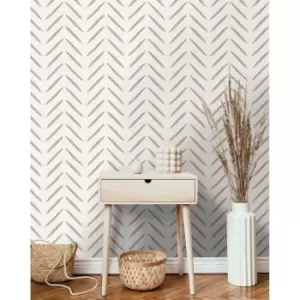 Image of Holden Chevron Brush Marks Taupe Wallpaper