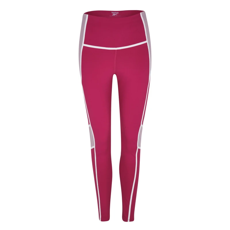 Image of Reebok Lux High-Waisted Colorblock Leggings Womens Gym Legging - Pink Pink 4