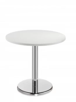 Image of Pisa Circular Table With Round Chrome Base 800mm - White