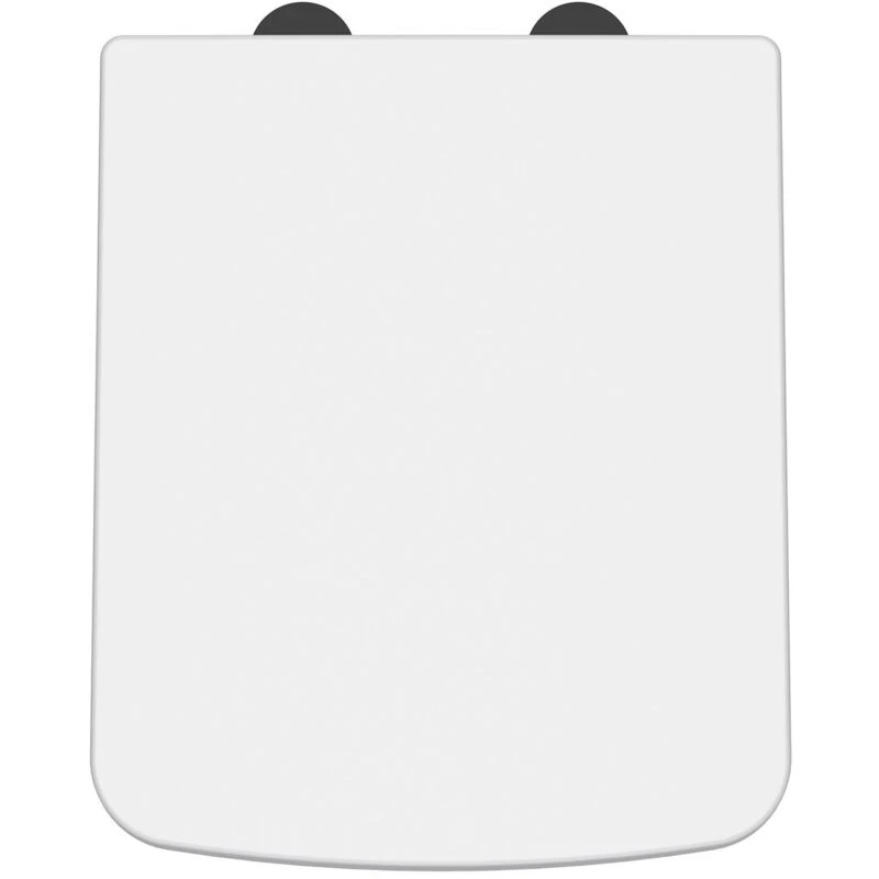 Image of NUIE Luxury Square Toilet Seat with Soft Close Quick Release Hinges Black Cover Cap - White - Nuie NCH198B
