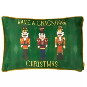 Image of Nutcracker Cracking Christmas Cushion Green / 30 x 50cm / Cover Only