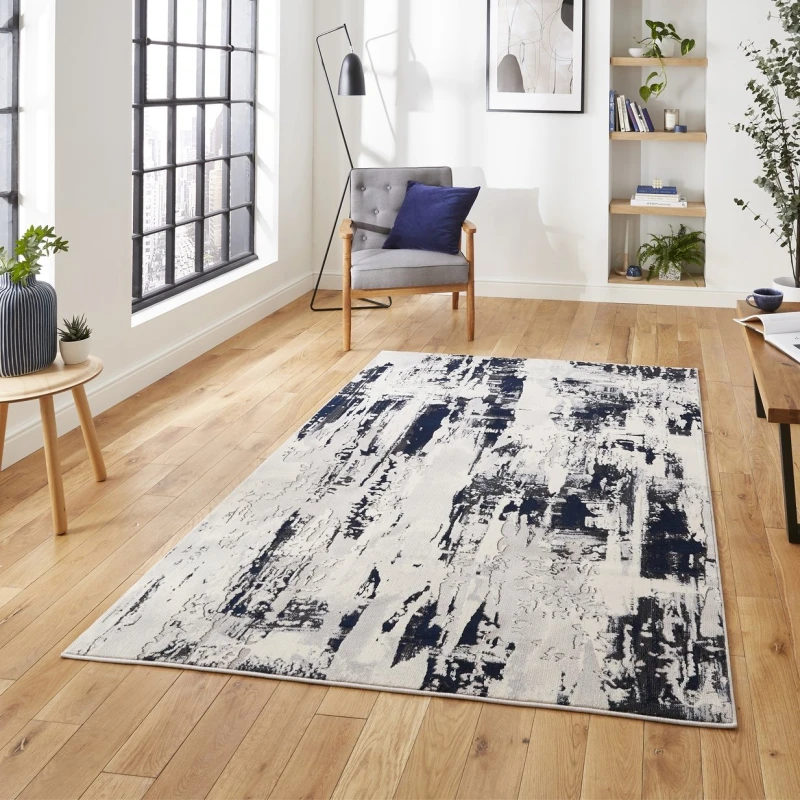 Image of Apollo Marble Effect Rug Navy