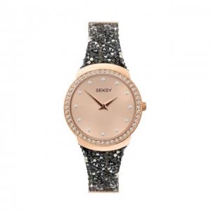 Image of Seksy Rose And Black Fashion Watch - 40041 - multicoloured