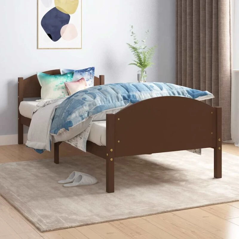 Image of VIDAXL Bed Frame without Mattress Dark Brown Solid Pine Wood 100x200cm Vidaxl 8720286578933