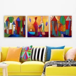 Image of DRPRC6002 Multicolor Decorative Canvas Painting (3 Pieces)