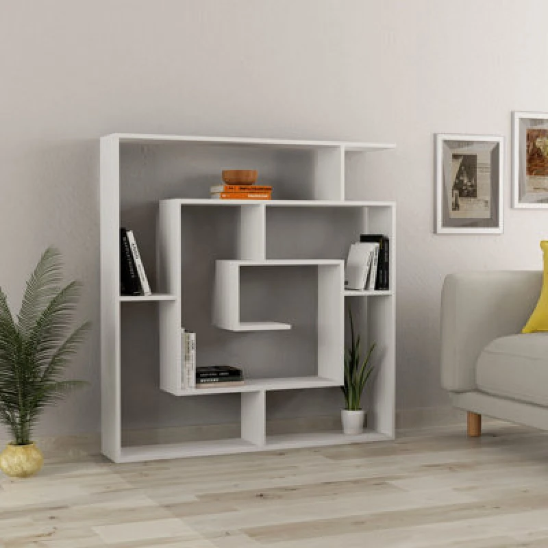 Image of FWStyle Labirent Modern Bookcase Display Unit Room Separator White Medium 129(h)cm, White M.KT.02.10993.2
