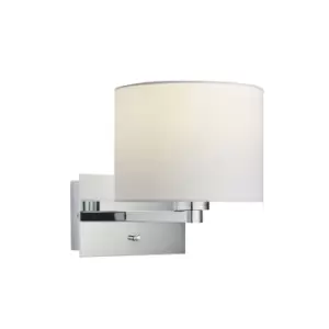 Image of Wall Light & Shade Chrome Plate & Vintage White Fabric 60W E27 GLS e10279