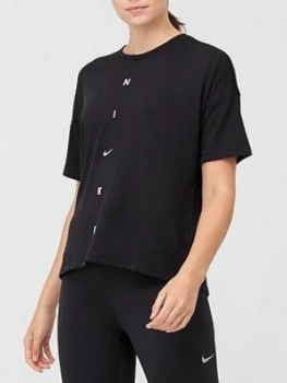 Image of Nike Training Pro Oversized T-Shirt - Black, Size L, Women